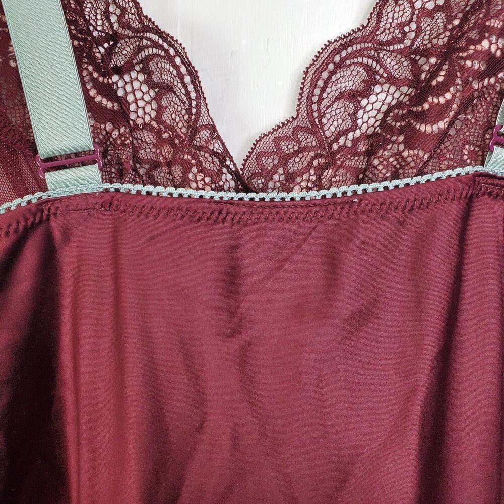 In Bloom Top Womens Small Lingerie Babydoll Slip Tan Lace Sexy Cami Burgundy Y2K - Picture 6 of 9